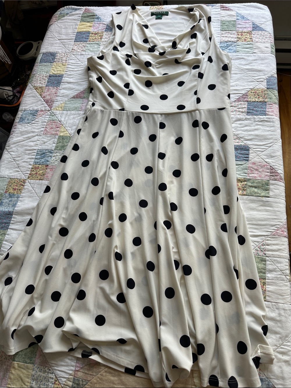 P—Ralph Lauren White Polka Dot Fit & Flare Dress